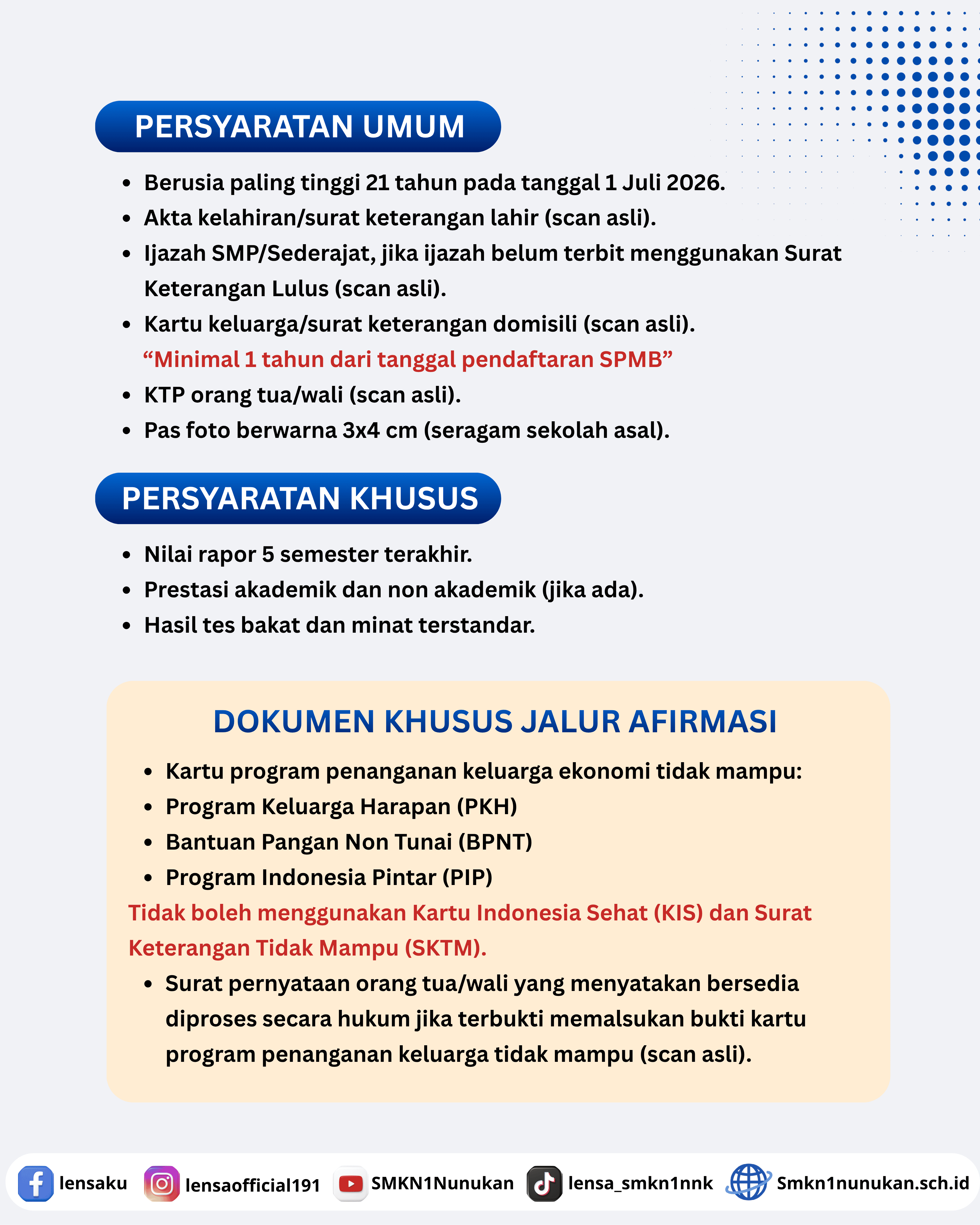 Persyaratan Pendaftaran SPMB