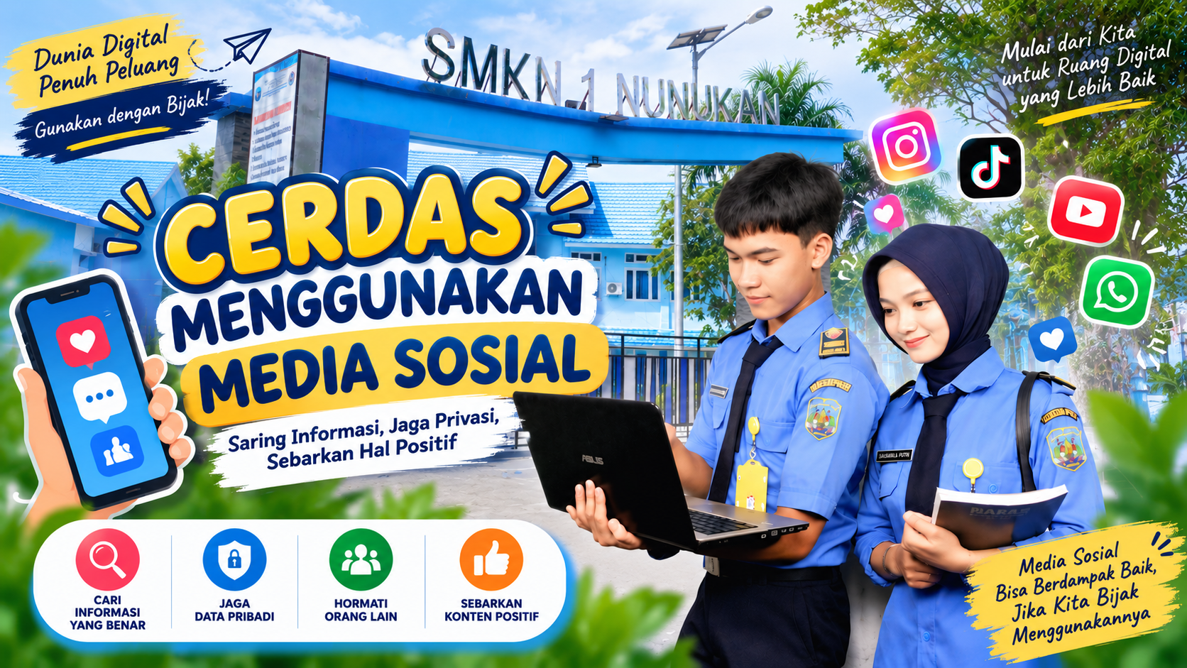 Cerdas Bermedia Sosial: etika digital, hoax, cyberbullying, dan jejak digital