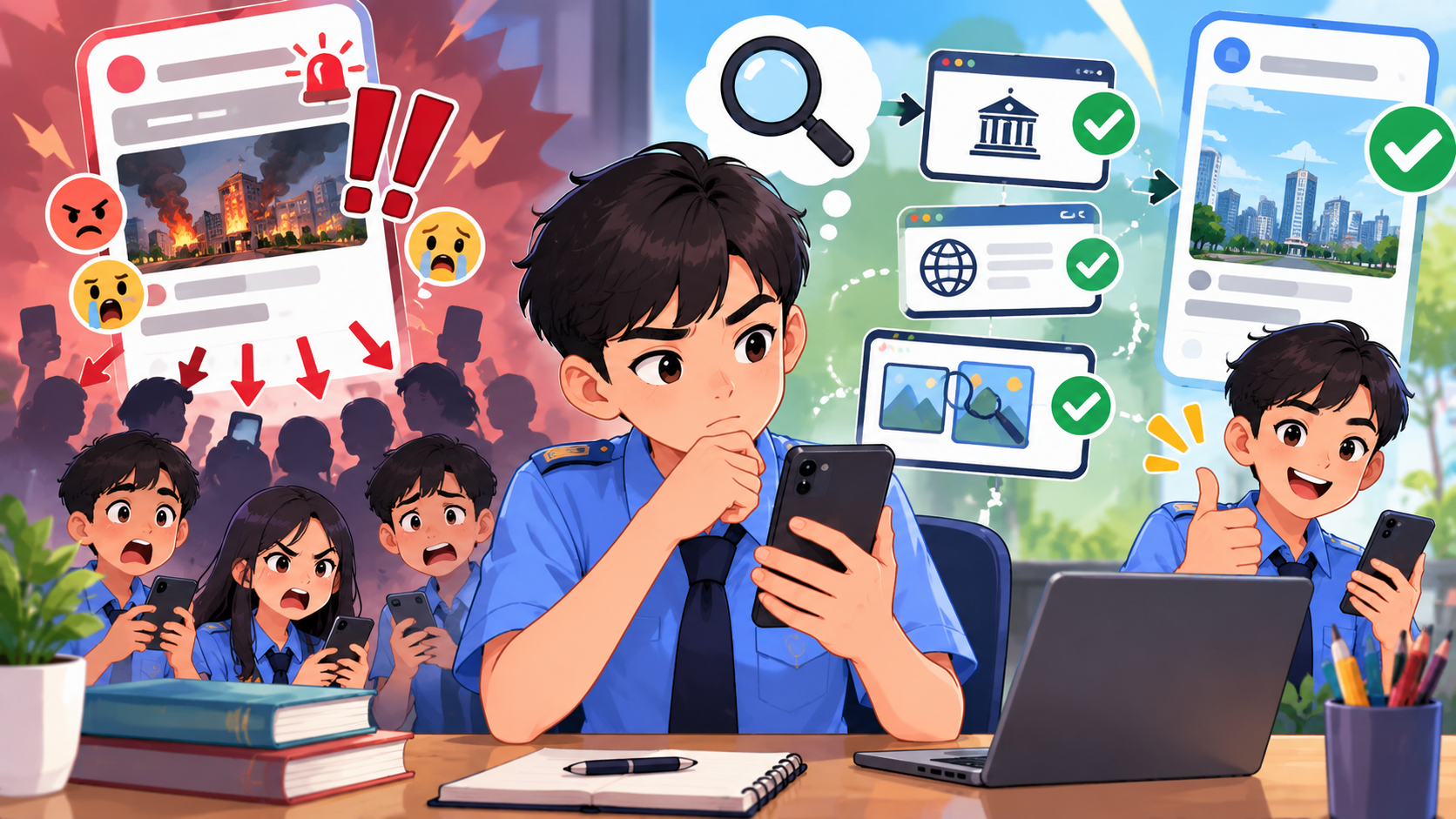 Ilustrasi cara menyaring hoax