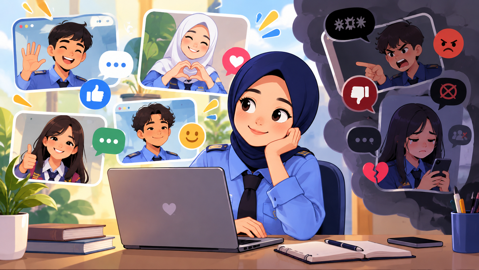 Ilustrasi etika digital di media sosial