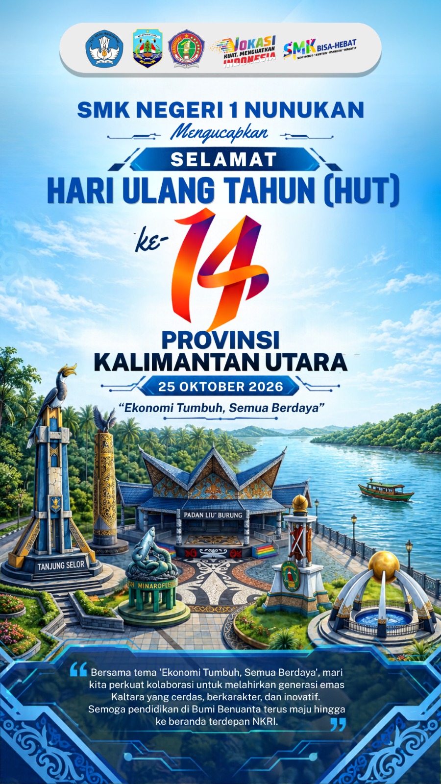 Poster HUT ke-14 Provinsi Kalimantan Utara dari SMK Negeri 1 Nunukan